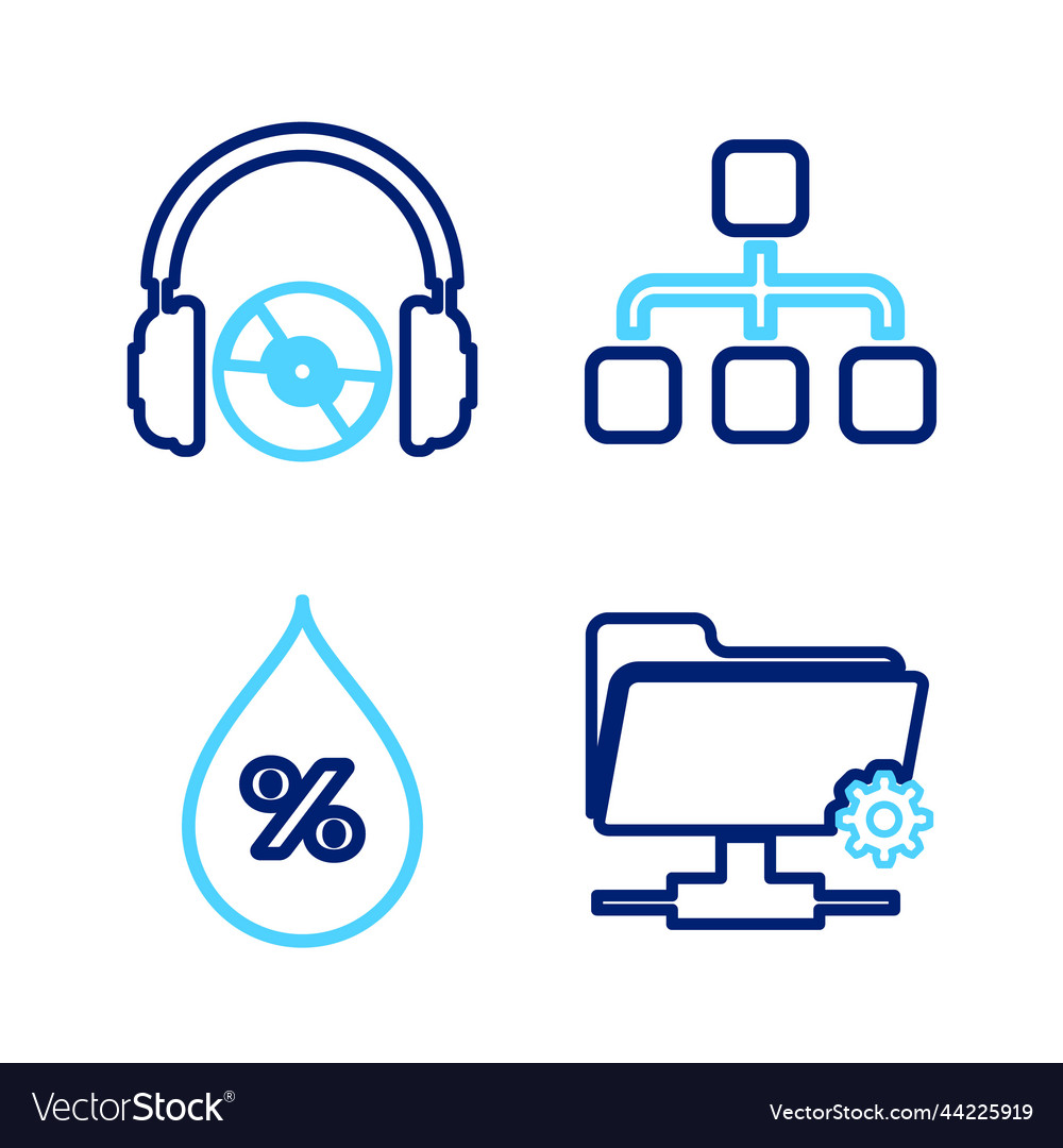Set line ftp settings folder water drop vector image Set line ftp settings folder water drop