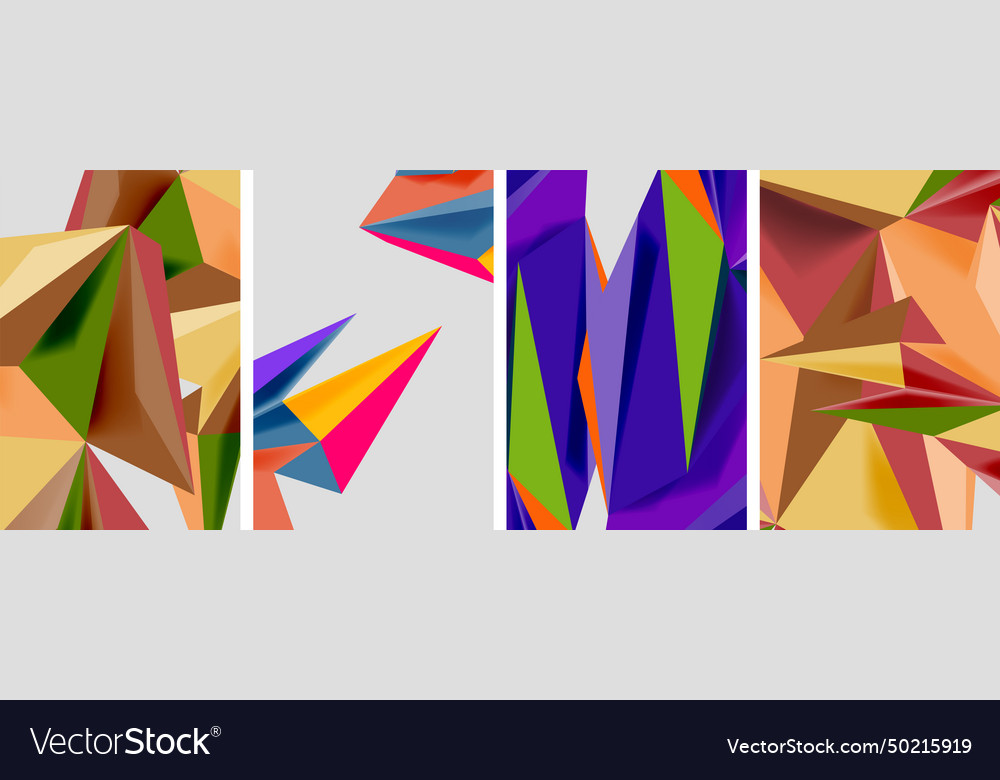 Set of mosaic triangle pattern abstract posters