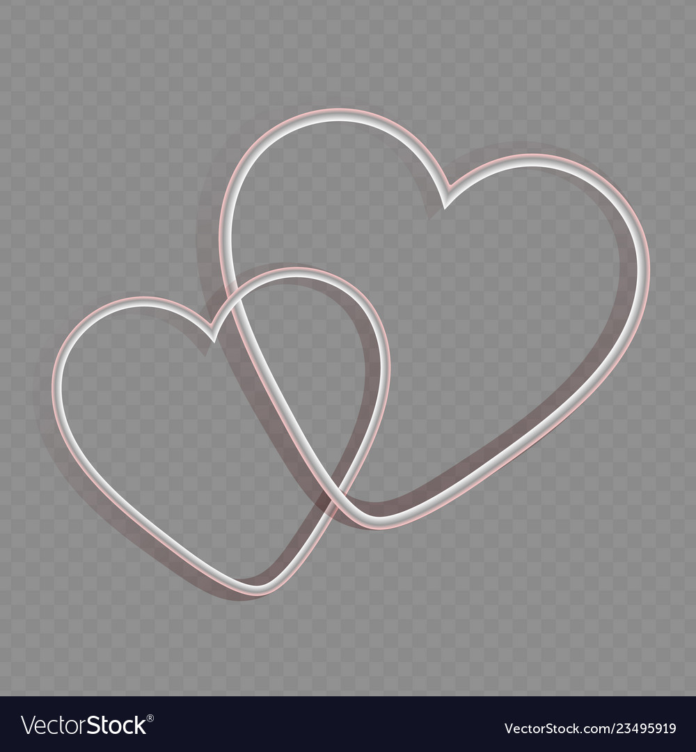 Silhouette of two intertwined hearts white