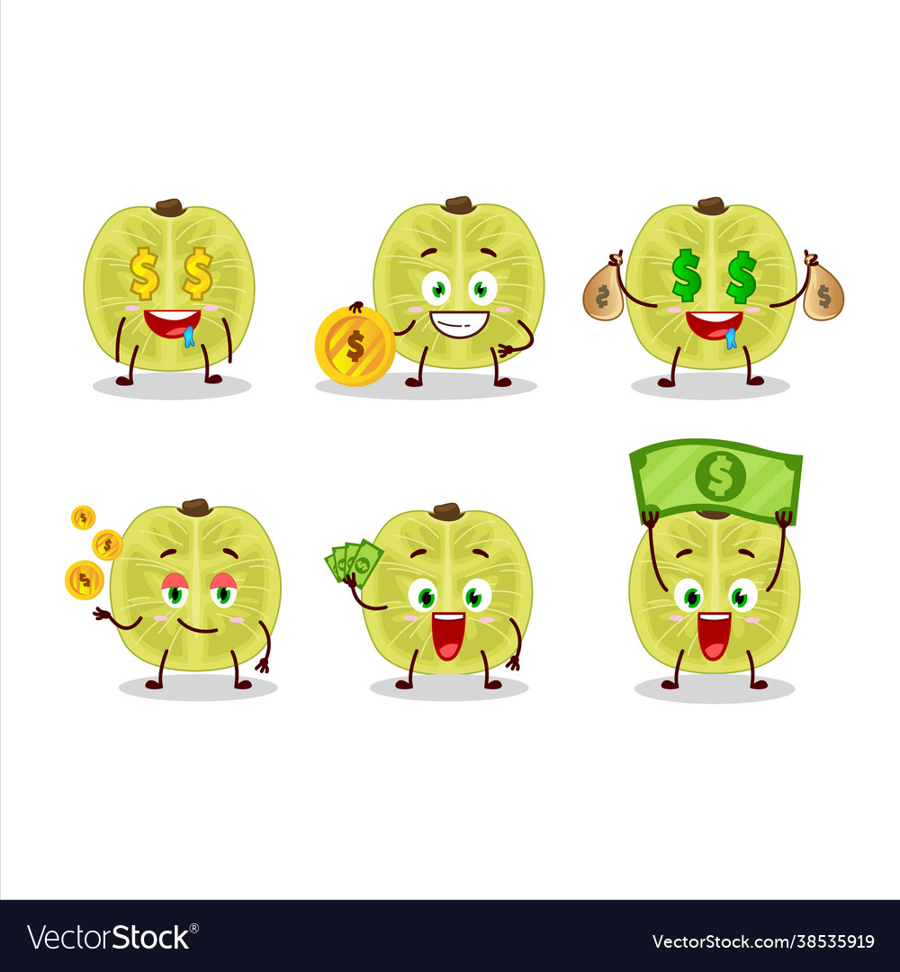 Slice amla cartoon with cute emoticon bring money