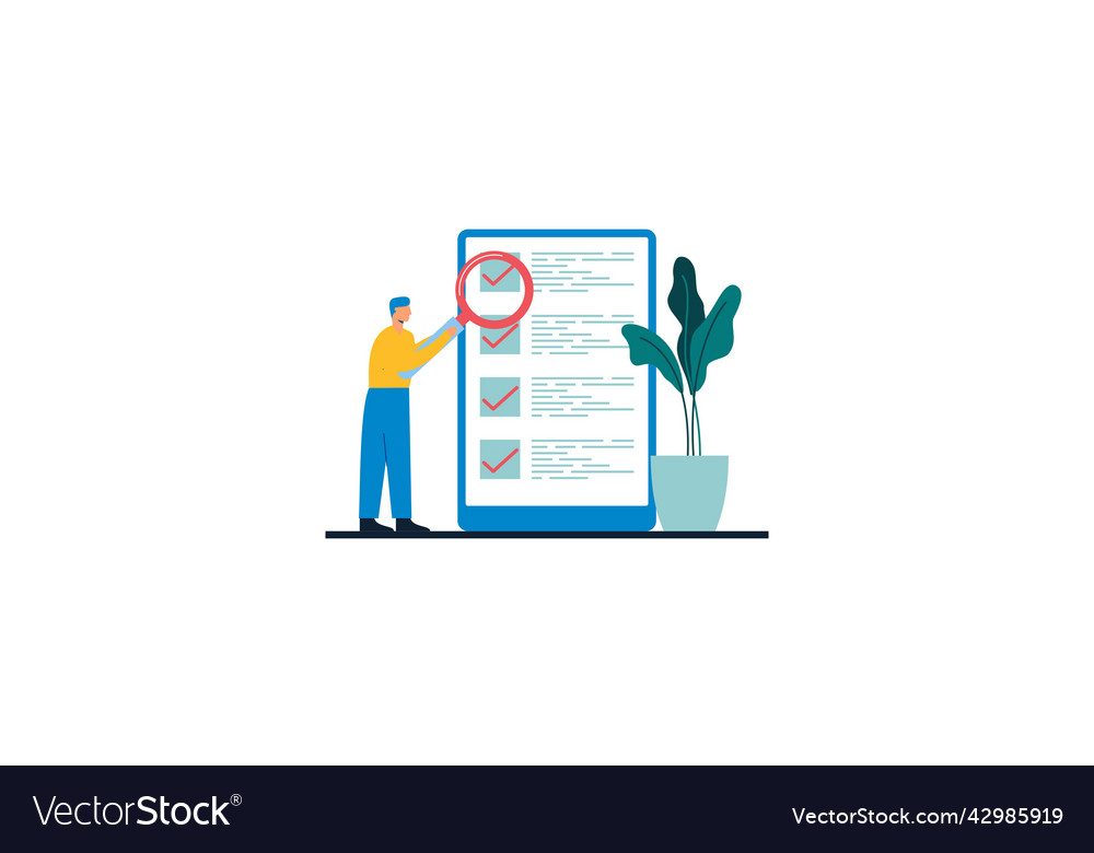 Task done business concept with tiny person vector image Task done business concept with tiny person