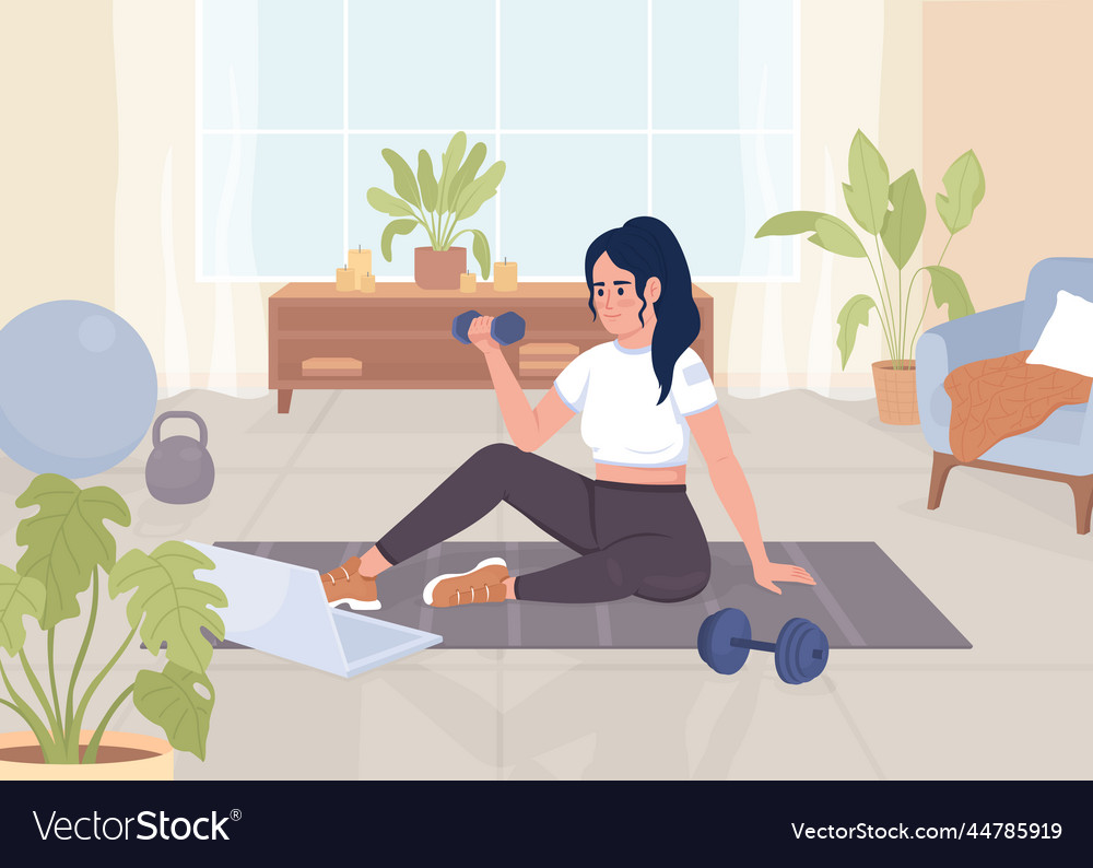 Woman doing exercises for arms flat color Vector Image