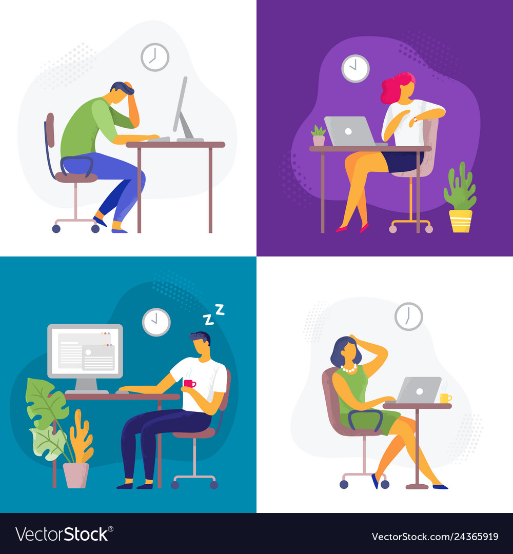 Working late overtime work busy workaholic Vector Image