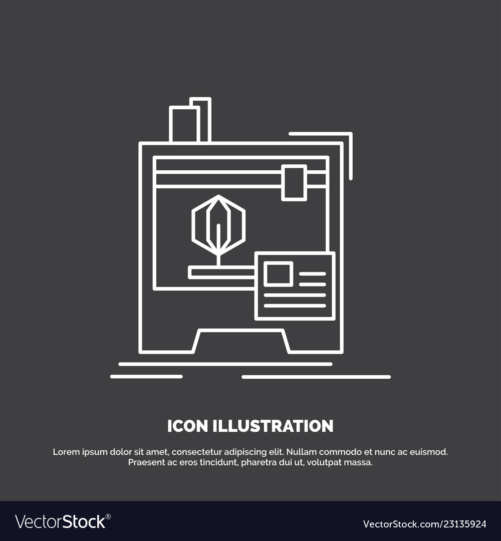 3d dimensional machine printer printing icon line vector image 3d dimensional machine printer printing icon line