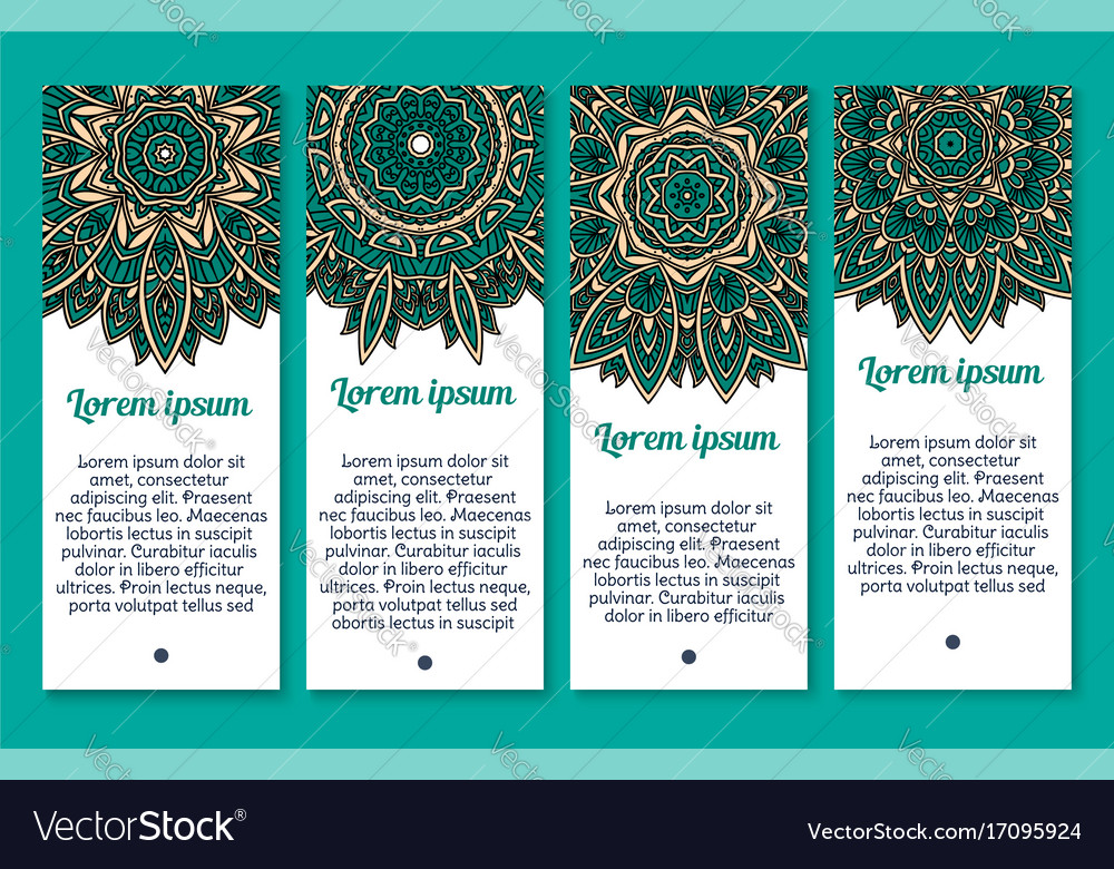 Banners floral paisley or mandala pattern Vector Image