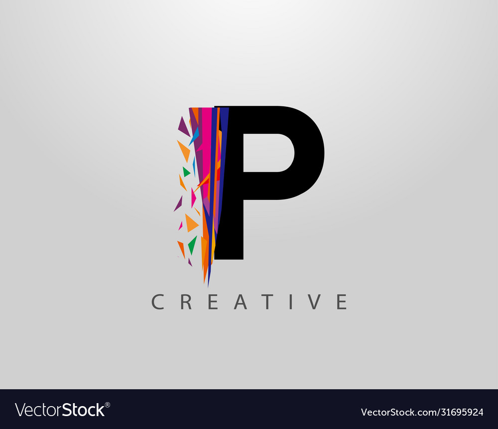 Creative letter p logo mosaic abstract Royalty Free Vector