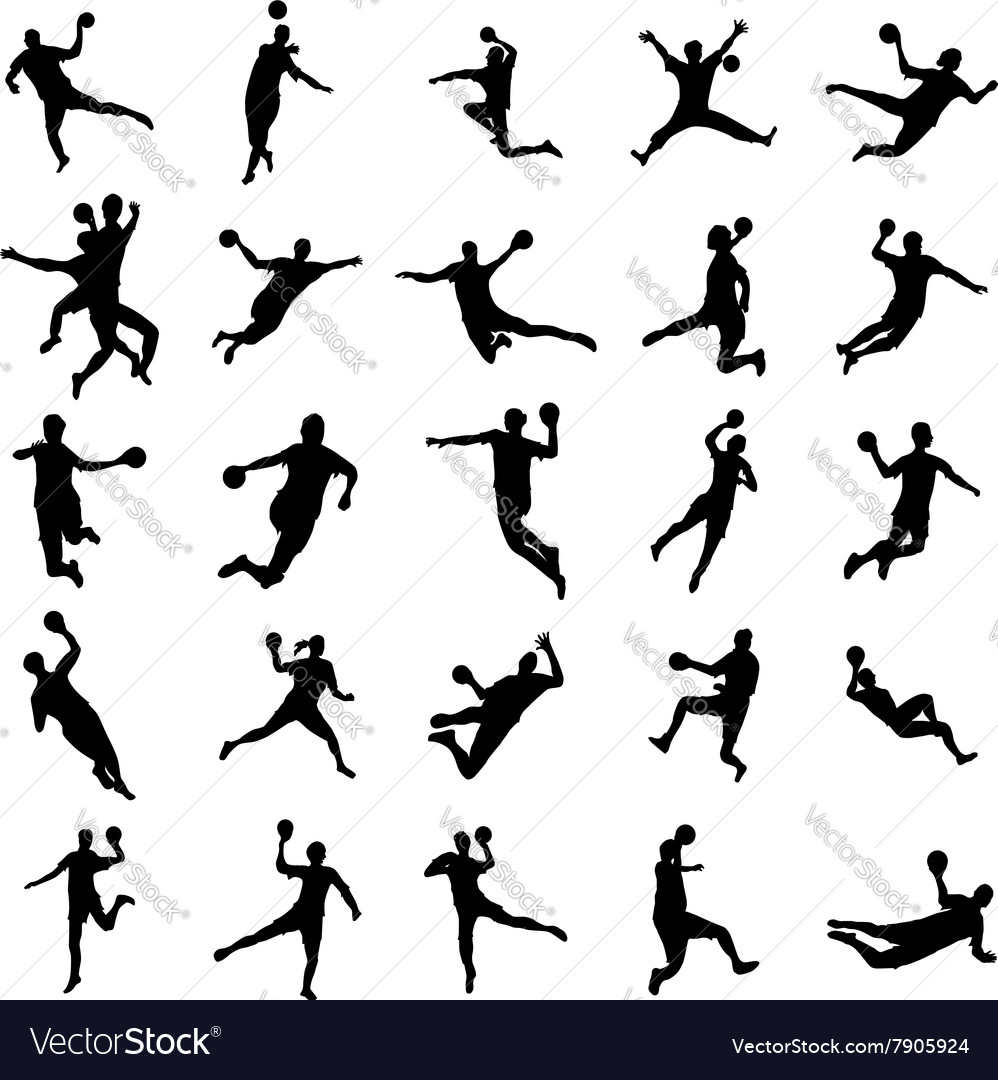 Handball silhouette set Royalty Free Vector Image