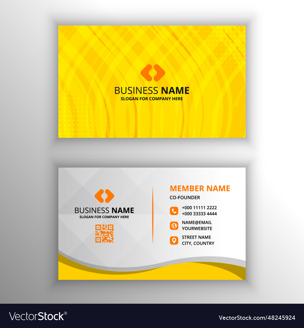 Modern abstract striped yellow business card