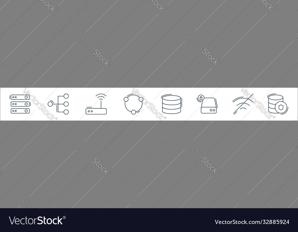 Netzwerk- und Datenbankzeilen-Symbole linearen Satz vector image Netzwerk- und Datenbankzeilen-Symbole linearen Satz