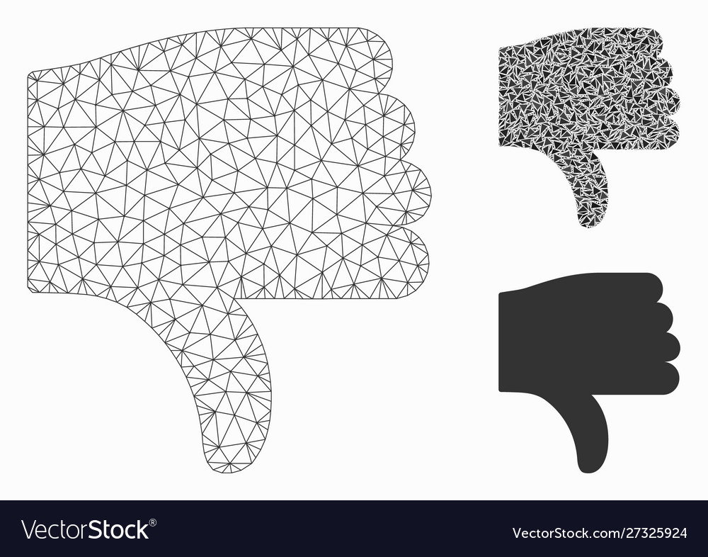 Thumb down mesh network model and triangle vector image Thumb down mesh network model and triangle