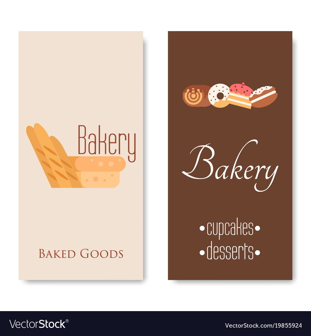 Vertical bakery banners baking bread and cakes