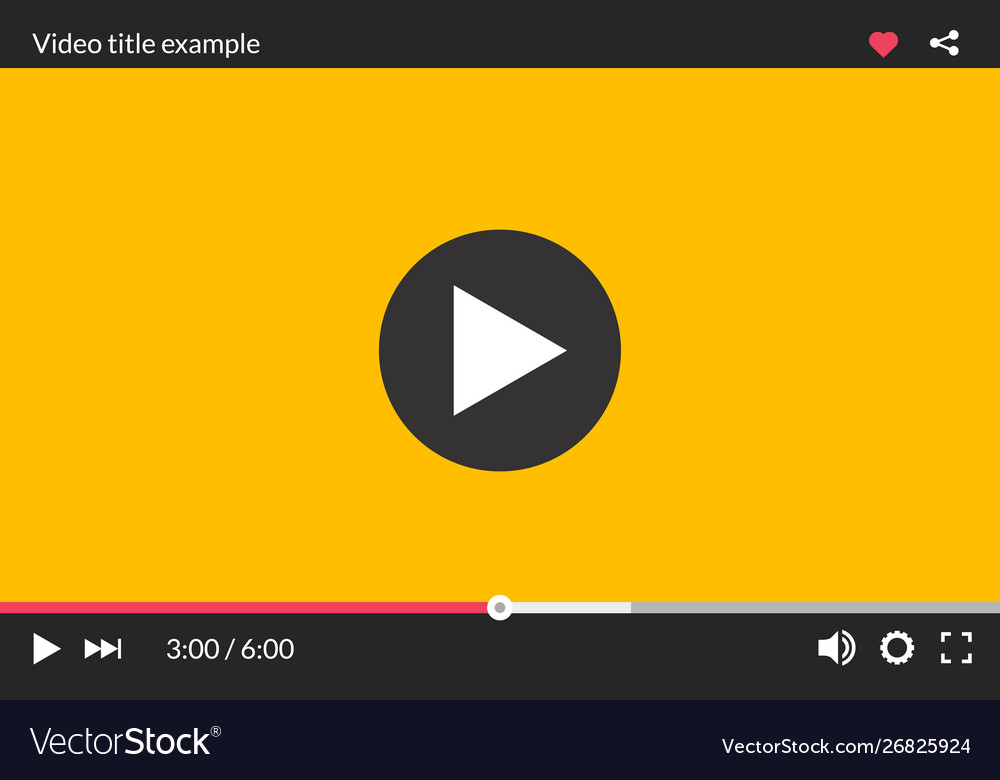 Video player interface web screen template media vector image Video player interface web screen template media