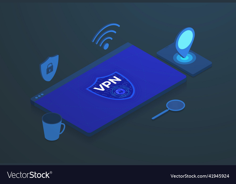 Virtual private network isometric concept browser