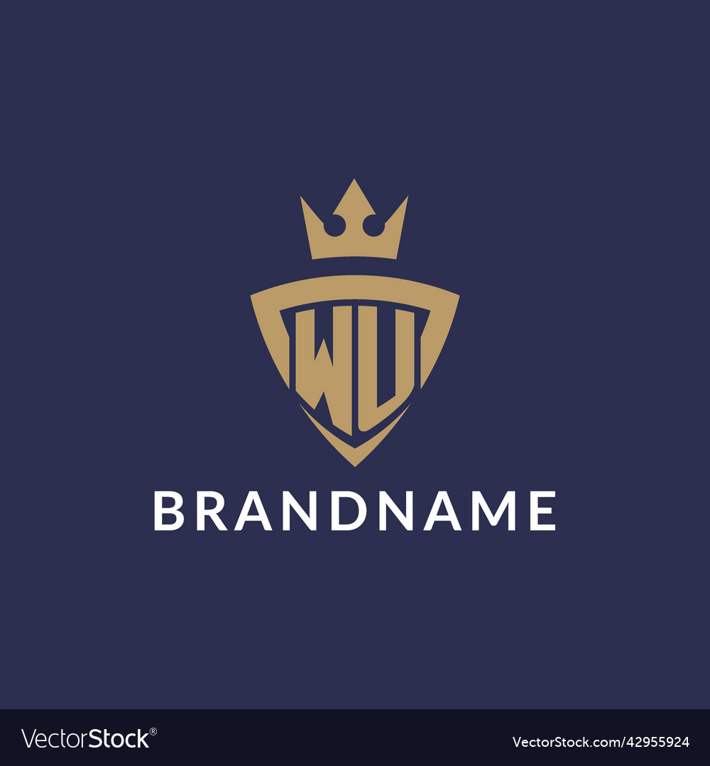 Wu logo with shield and crown monogram initial