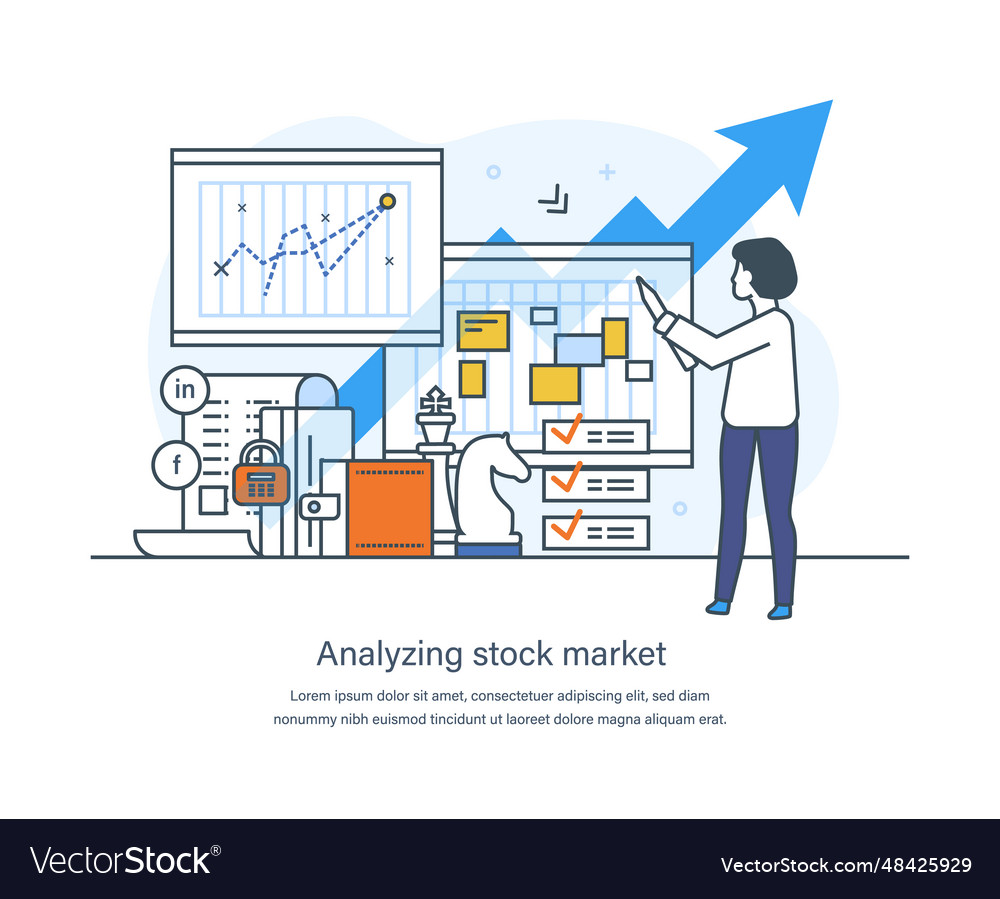 Analysing stock market business process Royalty Free Vector