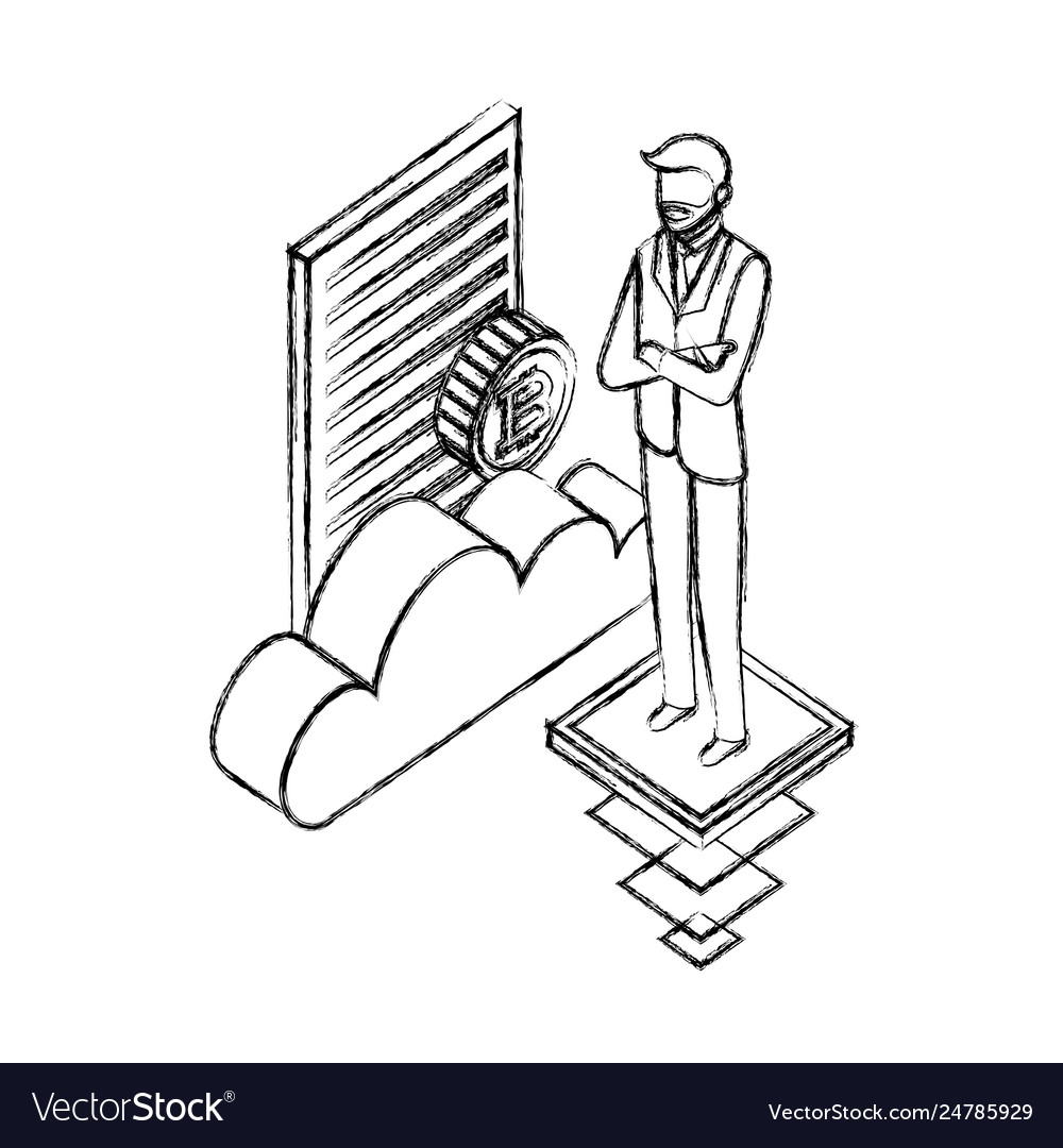 Businessman with cloud computing bitcoin document
