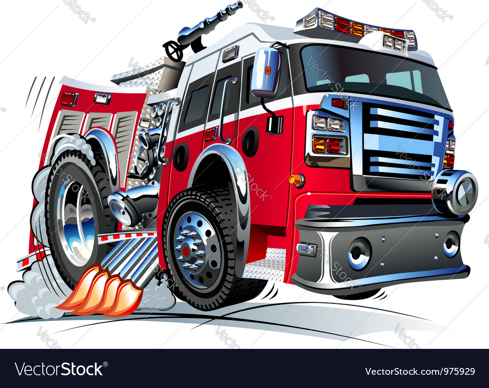 Cartoon firetruck Royalty Free Vector Image - VectorStock