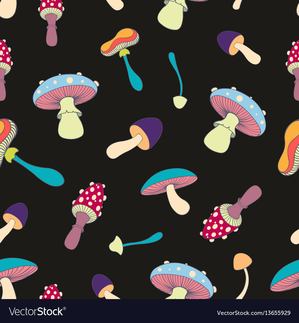 Cartoon Magic Mushrooms Pattern