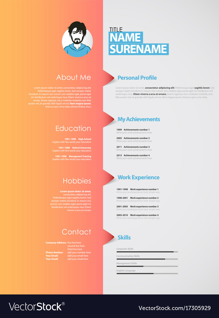 Creative Curriculum Vitae Template With Orange