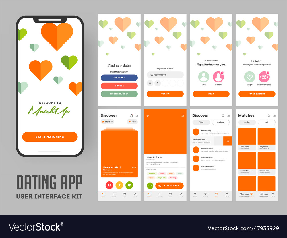 Dating app user interface layout for responsive