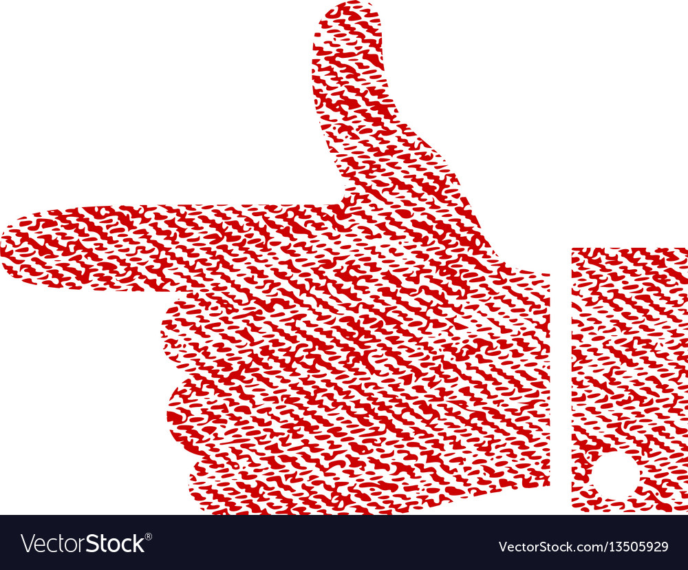 Hand pointer left fabric textured icon vector image Hand pointer left fabric textured icon