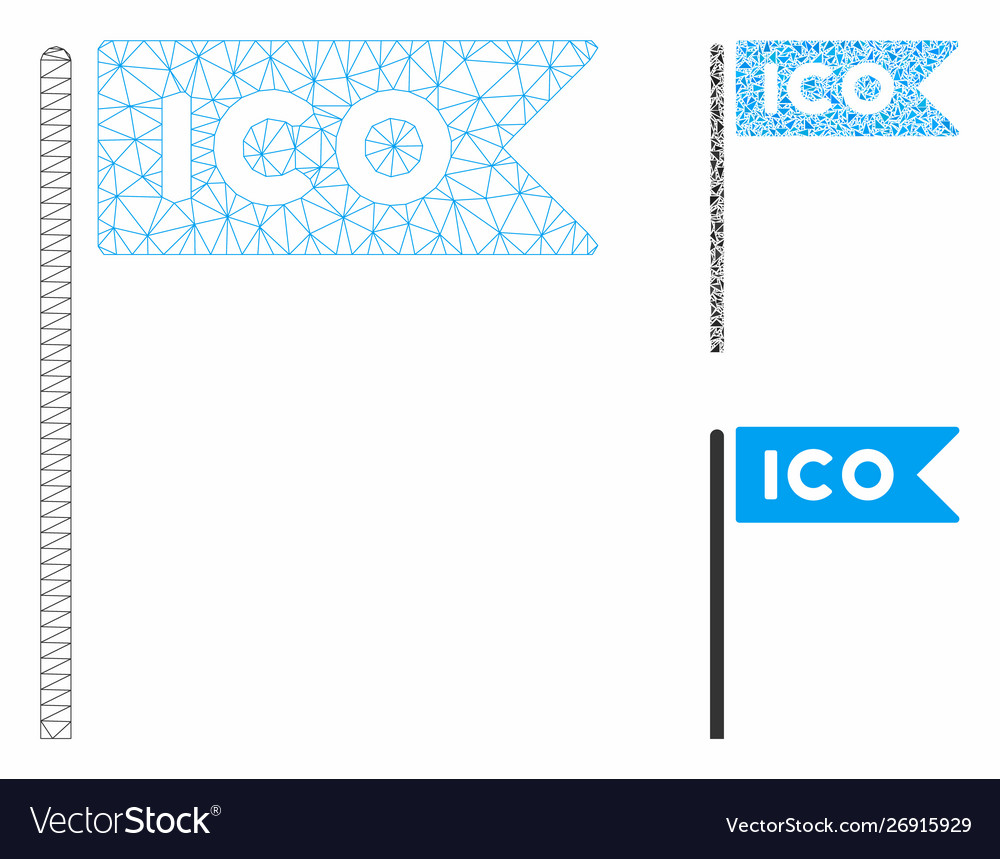 Ico flag mesh wire frame model and triangle