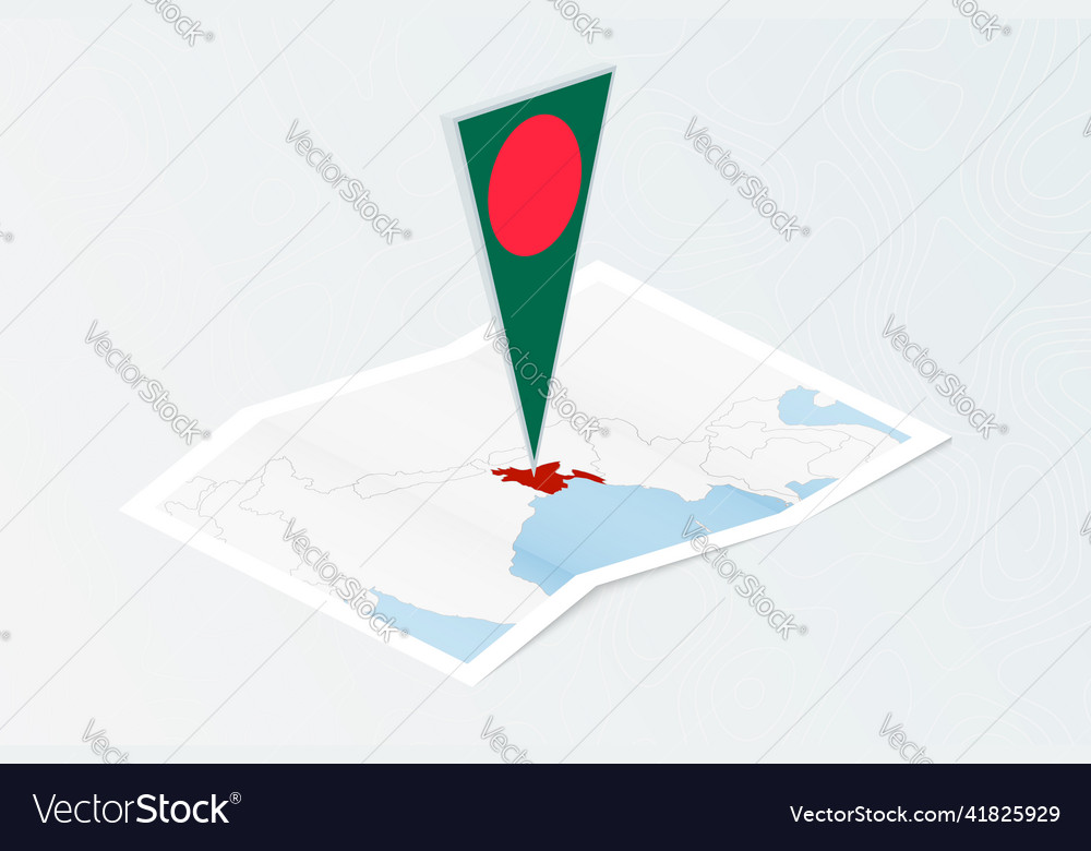 Isometric paper map of bangladesh with triangular