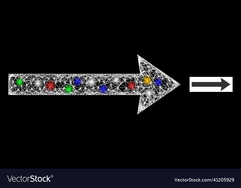 Net mesh send right icon with multicolored flares