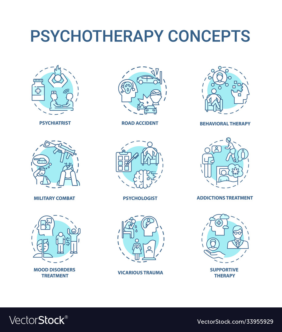 Psychotherapy concept icons set Royalty Free Vector Image