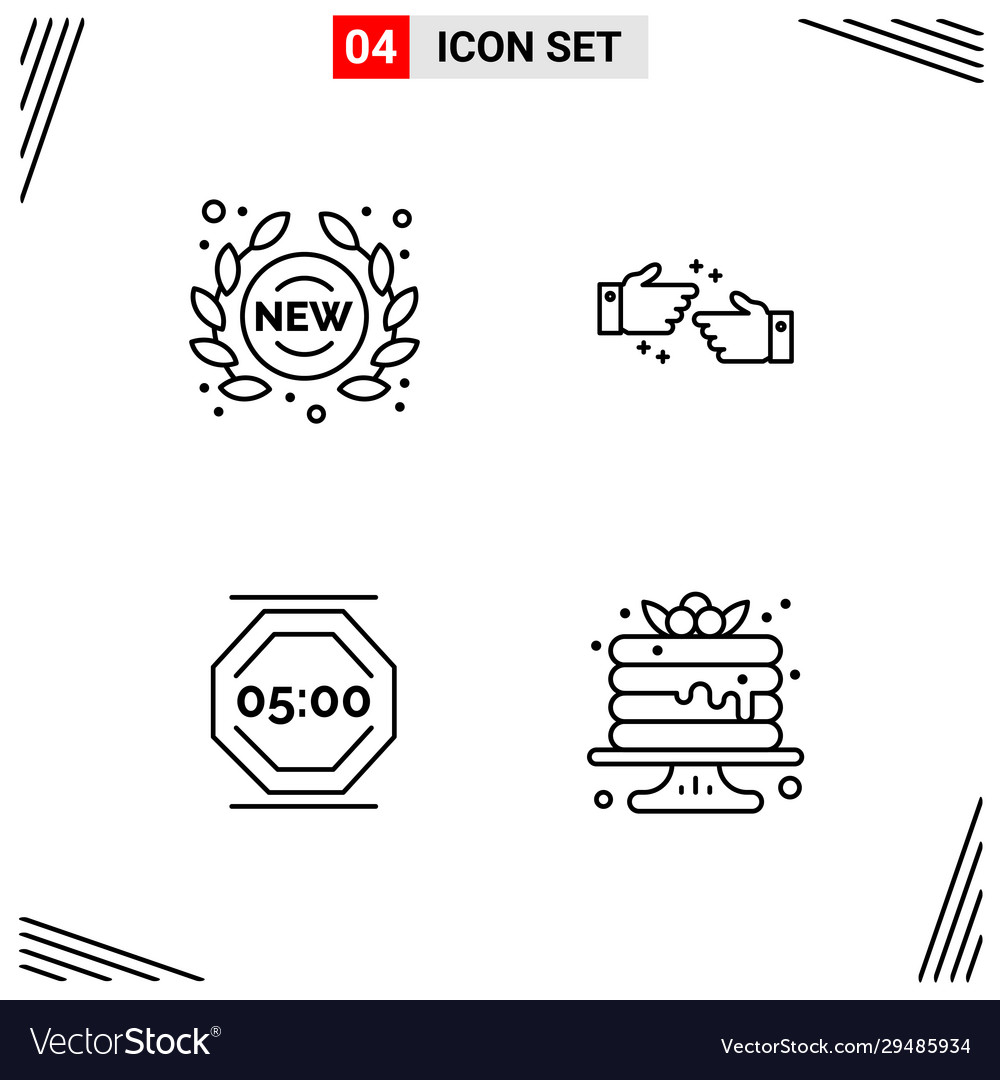 4 icons line style grid based creative outline