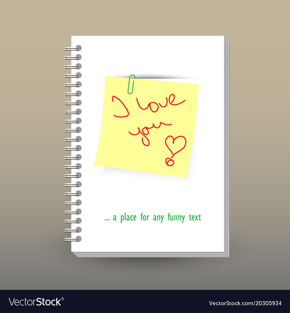 Cover of diary or notebook loving message