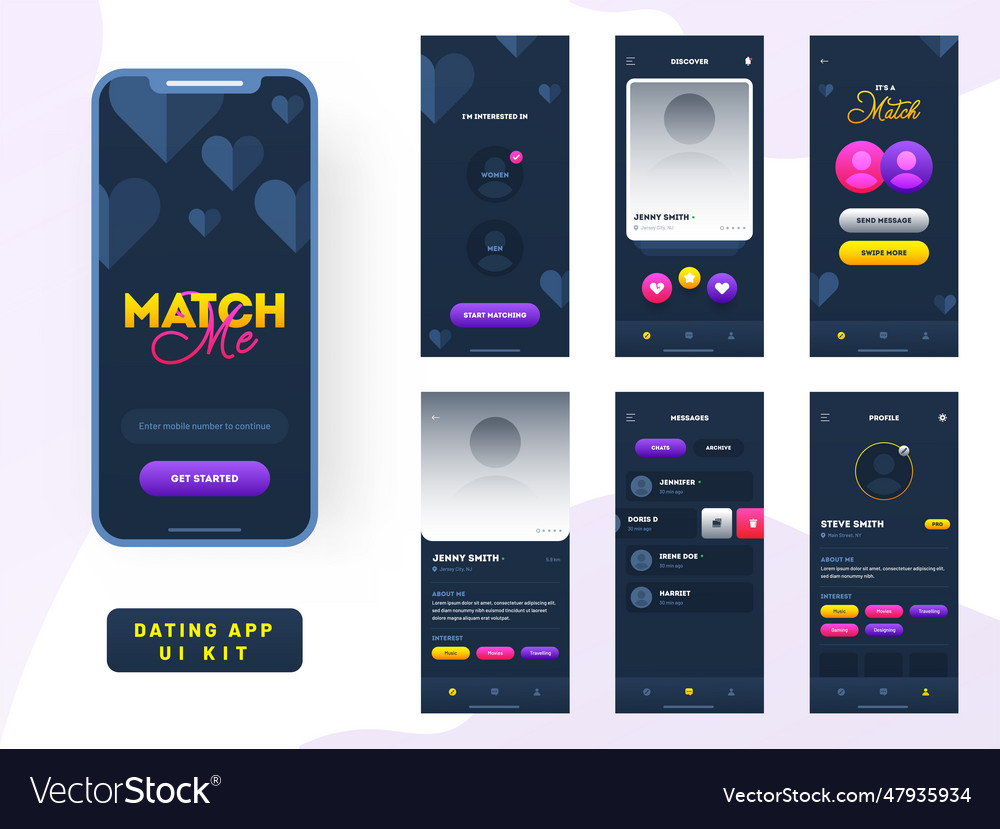 Dating app ui kit for responsive mobile