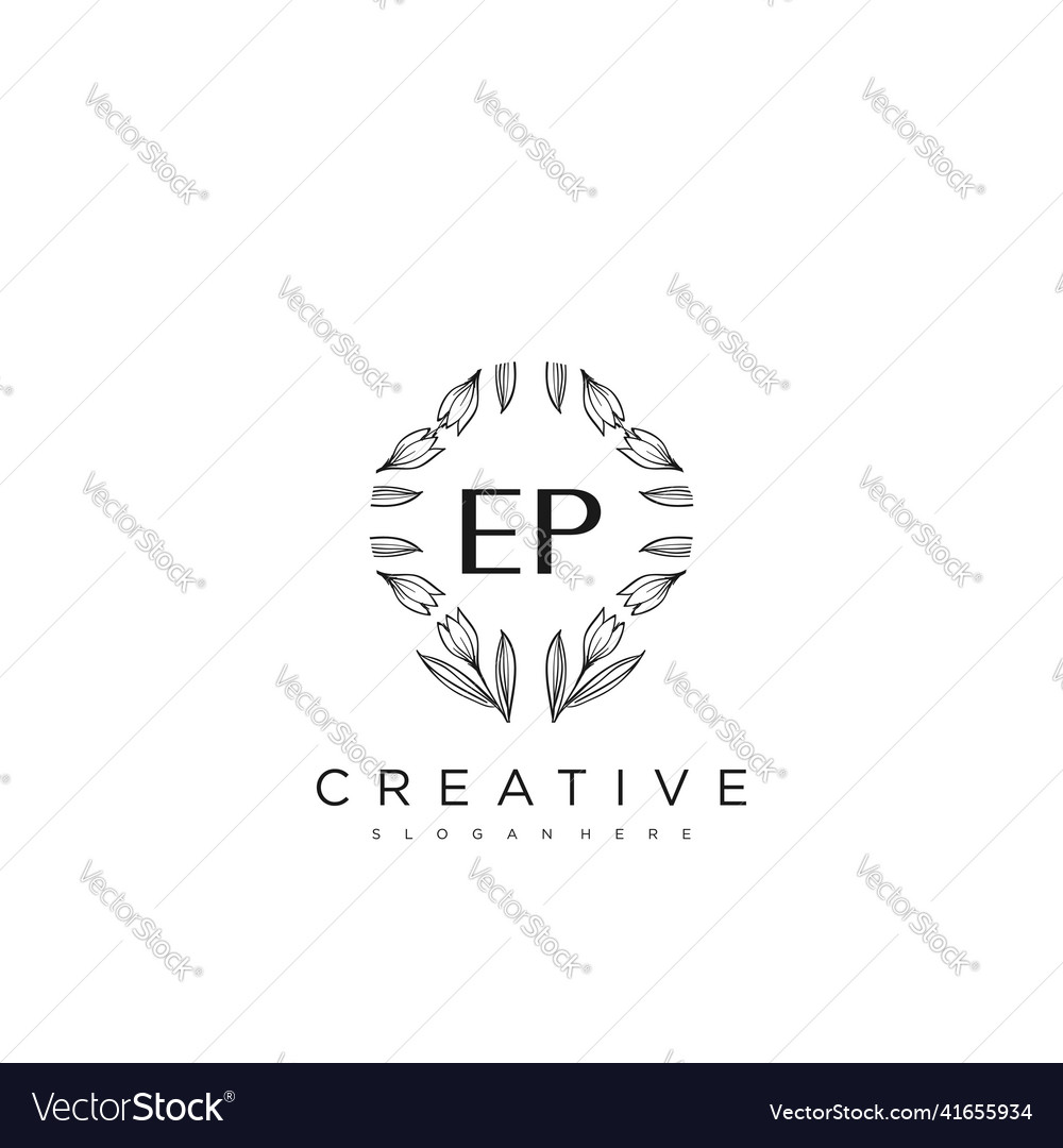 Ep initial letter flower logo template premium art