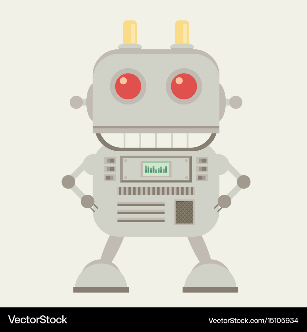 Funny flat robot Royalty Free Vector Image - VectorStock