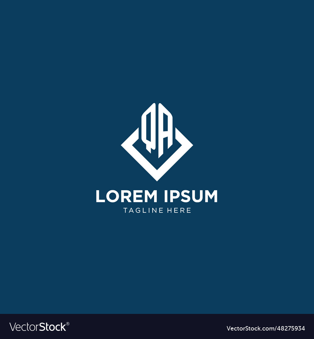 Initial qa logo square rhombus with lines modern Vector Image Initial qa logo square rhombus with lines modern