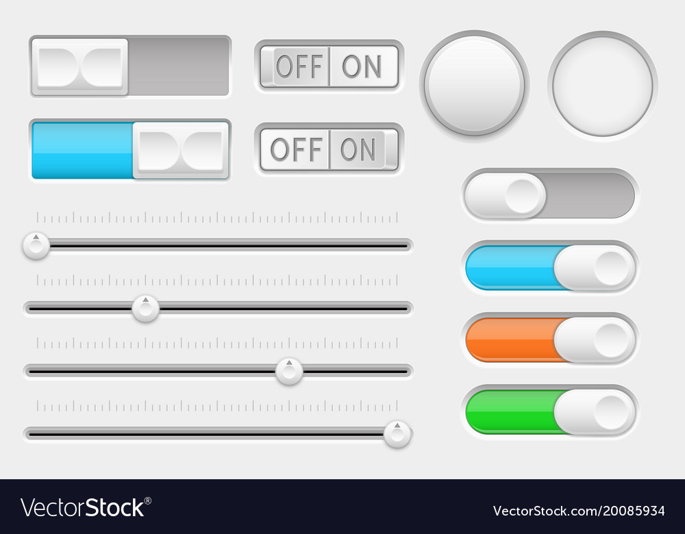 Interface buttons web toggle switch