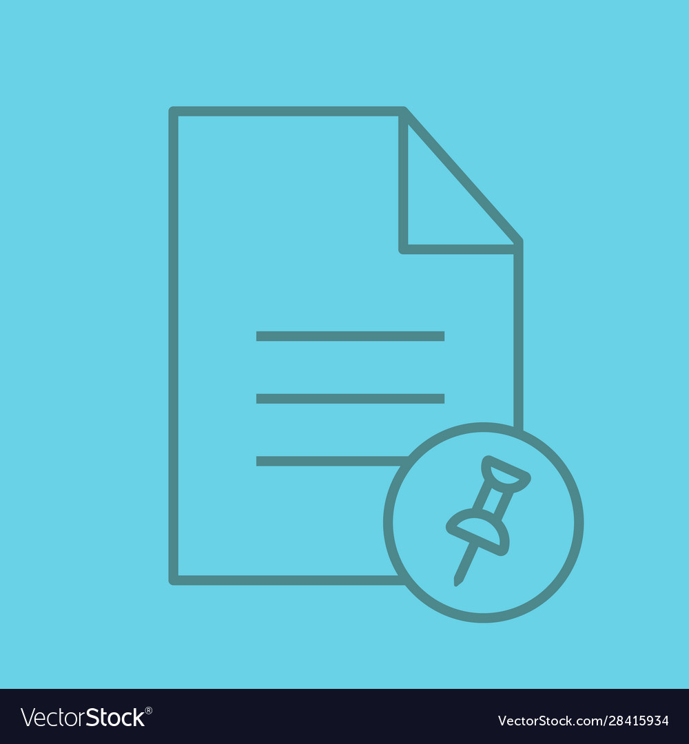 Pin document color linear icon vector image Pin document color linear icon