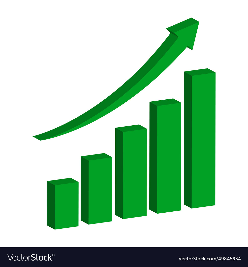 Polygon increasing graph with arrow up vector image Polygon increasing graph with arrow up