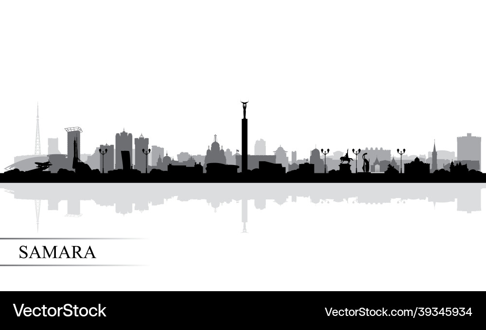 Samara City Skyline Silhouette Background Vector Image