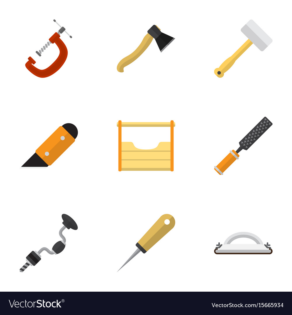 Set of 9 editable tools icons includes symbols