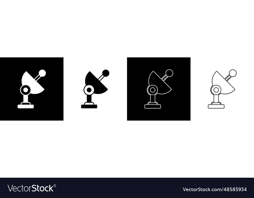 Set radar icon isolated on black and white Vector Image