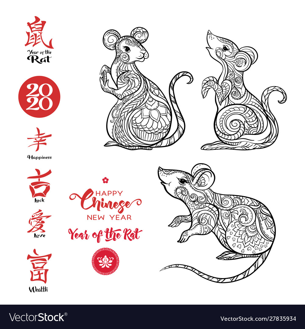 Set three mouse rat and elements