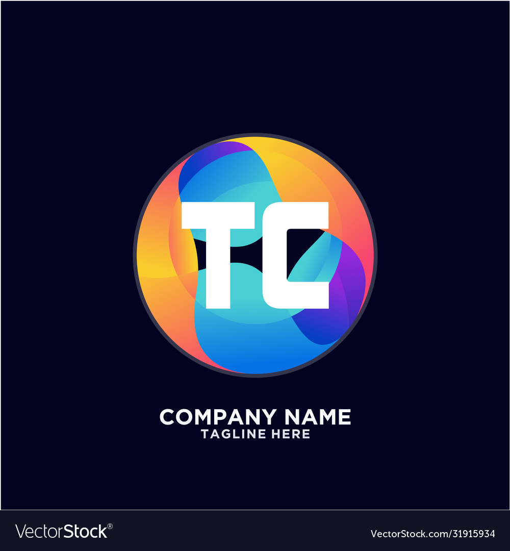 Tc initial logo with colorful circle template vector image Tc initial logo with colorful circle template