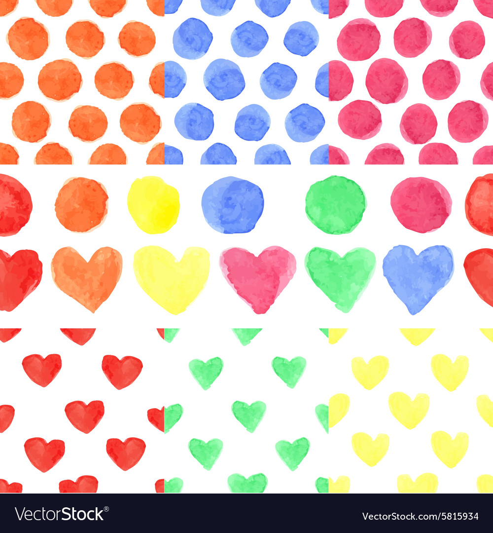 Watercolor colored heartpolka dotbaby seamless