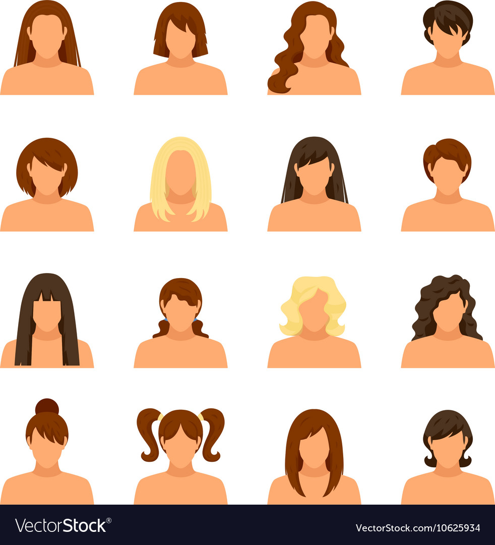 Woman Hairstyle Icons Set Royalty Free Vector Image
