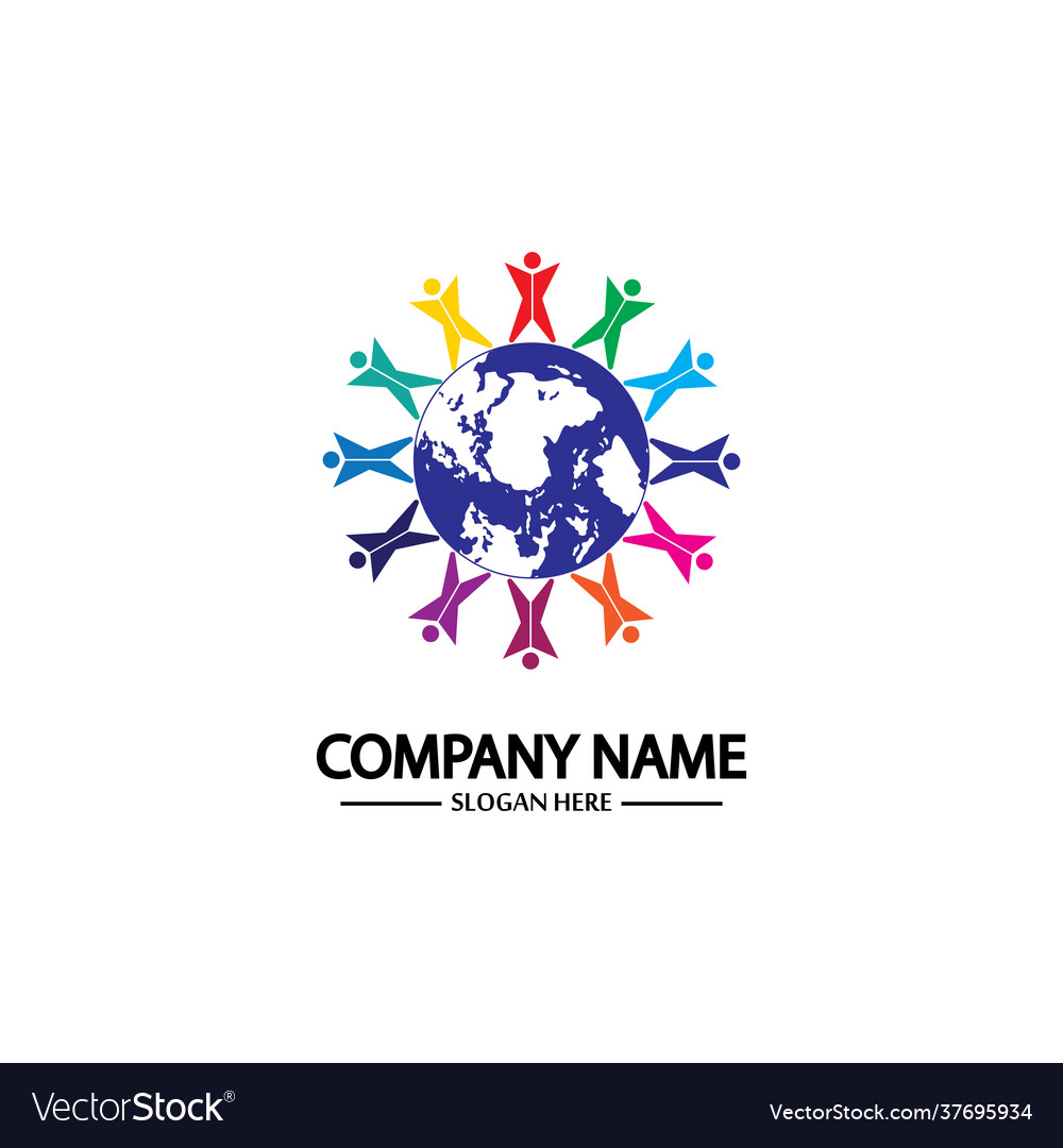 World comunity logo with people and globe design Vector Image