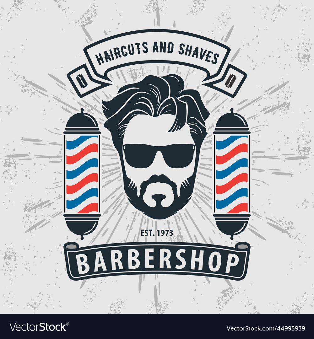 Barbershop logo design concept with barber pole Vector Image