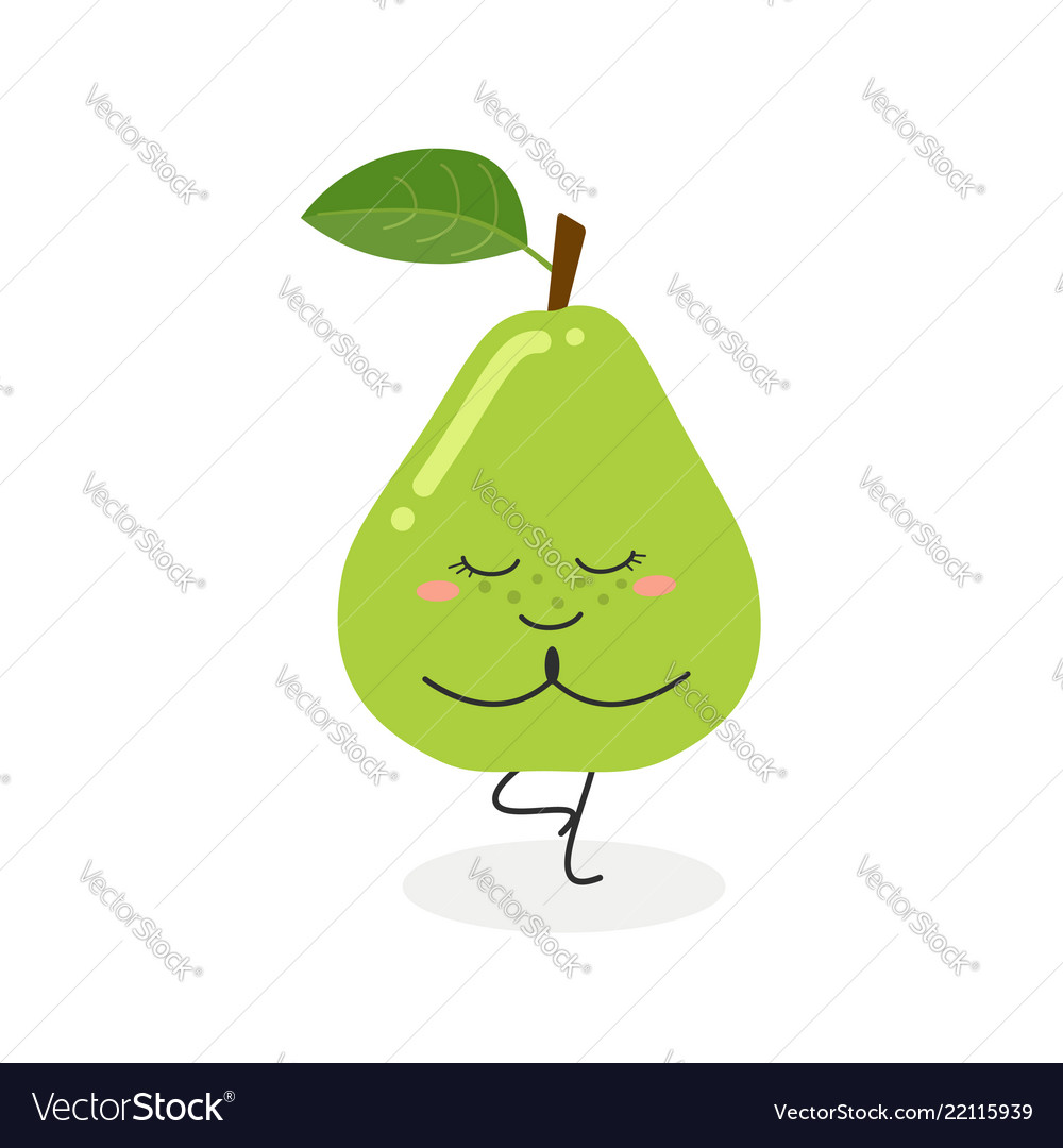 Cute cartoon pear practicing yoga