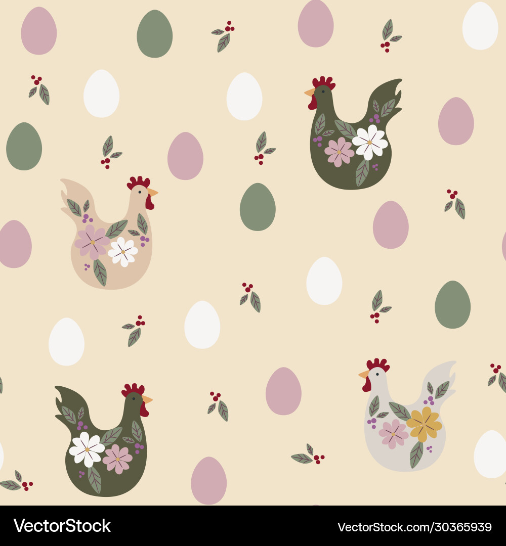 Easter seamless pattern with chicken and eggs Vector Image