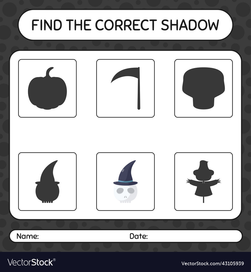 Find the correct shadows game with skull vector image Find the correct shadows game with skull